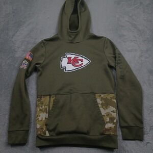 Kansas City Chiefs Hoodie Boys Large Green Nike Therma Fit Pullover